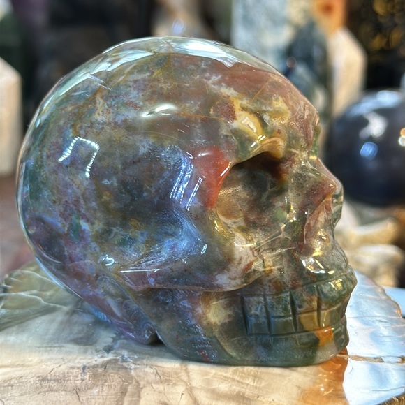 🎄SALE🎄Ocean Jasper Crystal Skull Carving! - Picture 3 of 9